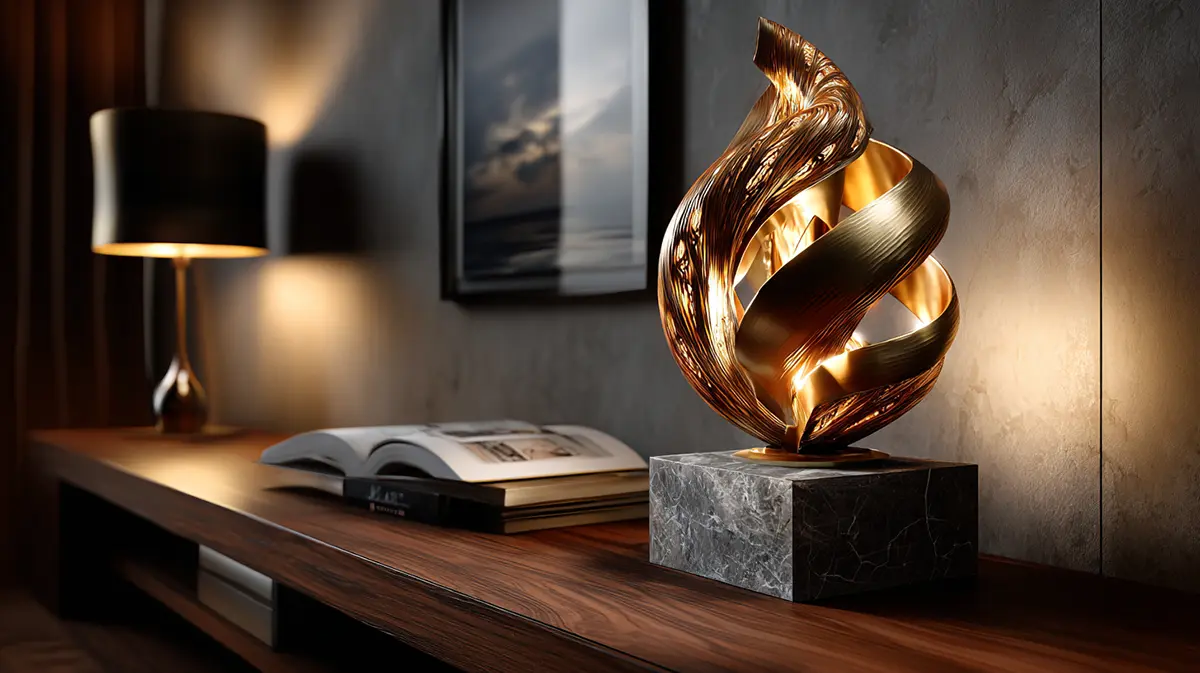 Дизайнерская латунная скульптура на консоли — роскошный итальянский декоративный элемент интерьера